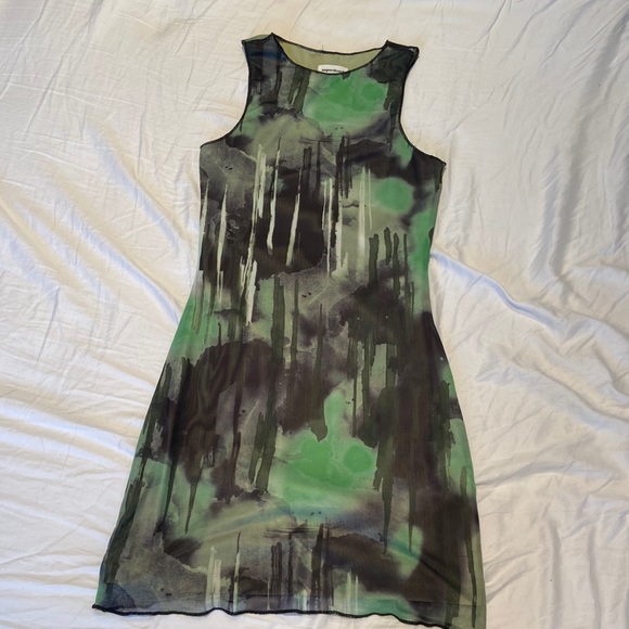 Super down green print dress - Picture 1 of 4